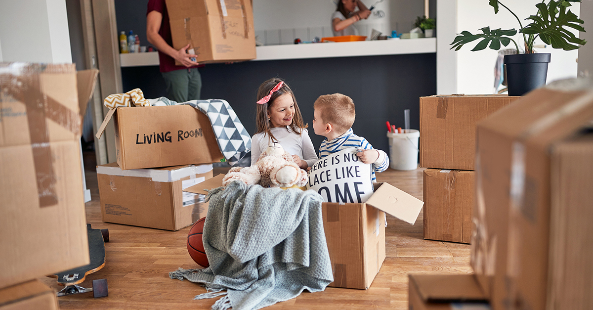 Children playing in a box.