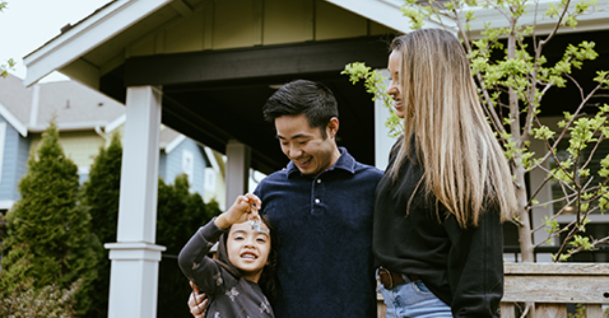 Young family with their new home